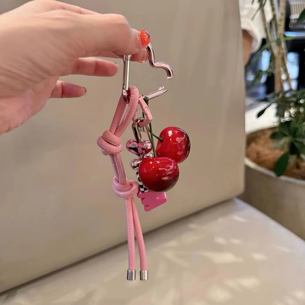 Y2k Cute Cherry Alphabet PU Le - Monogram Keychain Leather 评论和价格