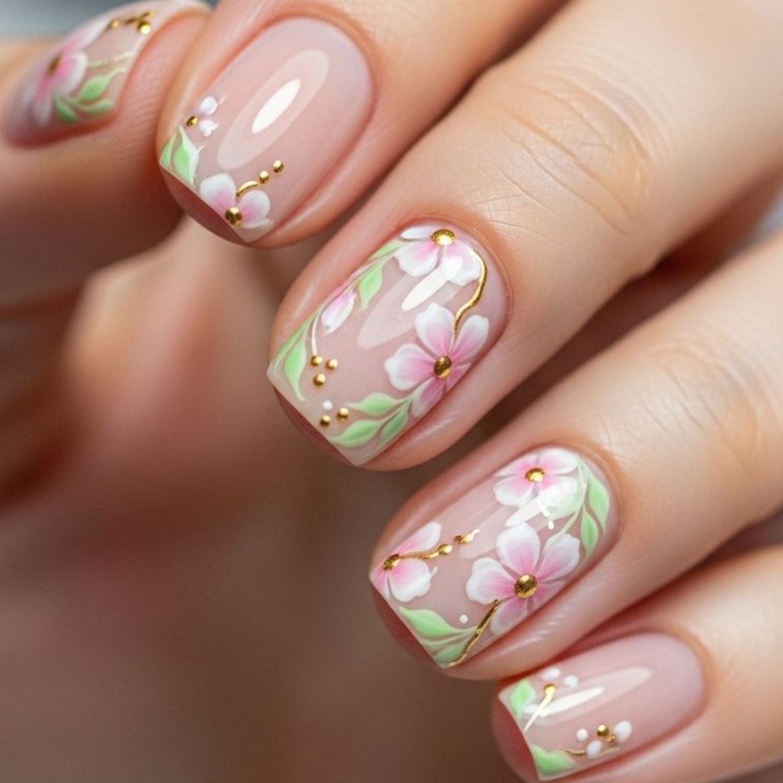 Short Medium fake nails for wo - Pressed Flower Art 评论和价格