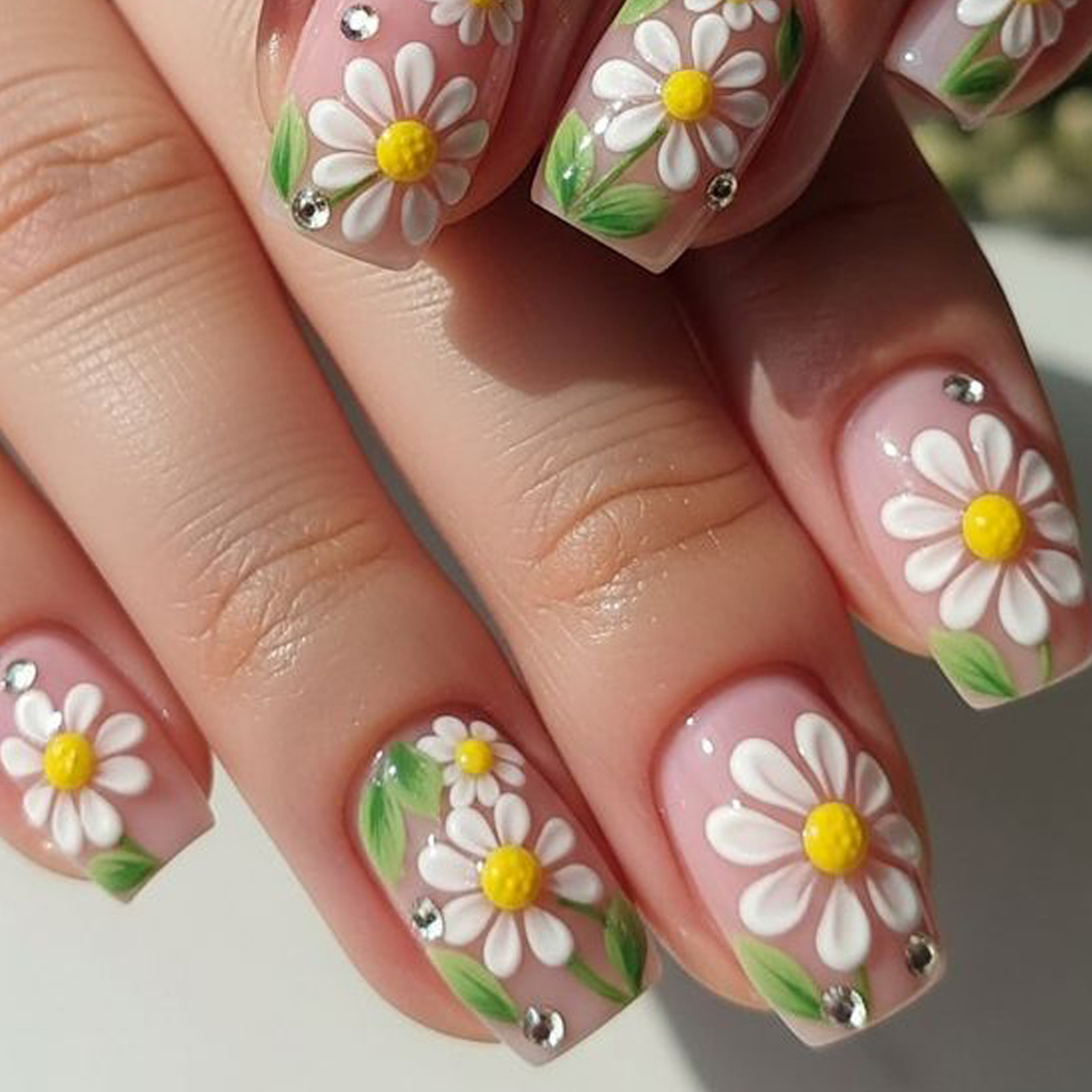 Short Medium fake nails for wo - Pressed Flower Art 评论和价格