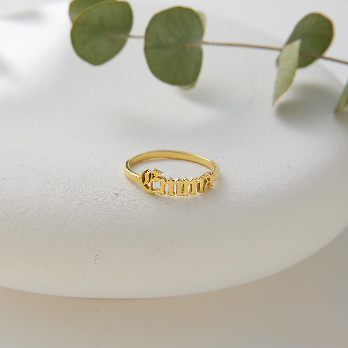 Custom Gold Ring Women Gothic  - Initial Ring Custom 评论和价格